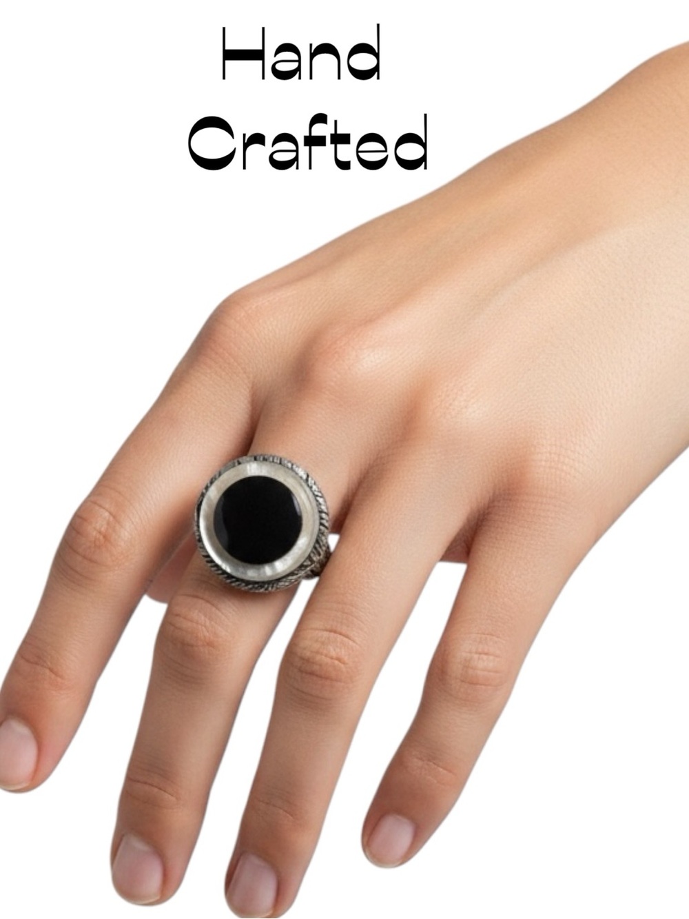 Hand Crafted Purple Velvet W Gray Fabric Button Adjustable Ring NWT